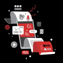 Conceptual illustration showing a scrollable page with bite sized content